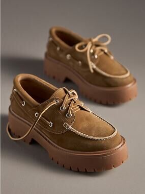 Jeffrey Campbell Crushed T-Lug Platform Boat Shoes, NWOT, size 5